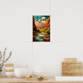 Zion National Park イラスト レトロ ポスター (キッチン)