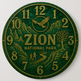 Zion National Park Canyon Hiking and Eagle Art 缶バッジ
