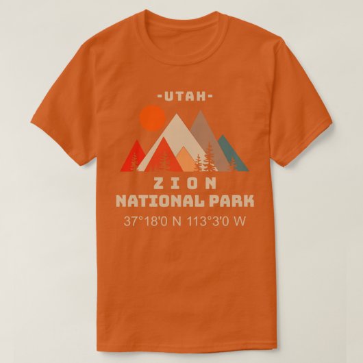 Zion National Park Coordinates 2 Tシャツ (デザイン正面)