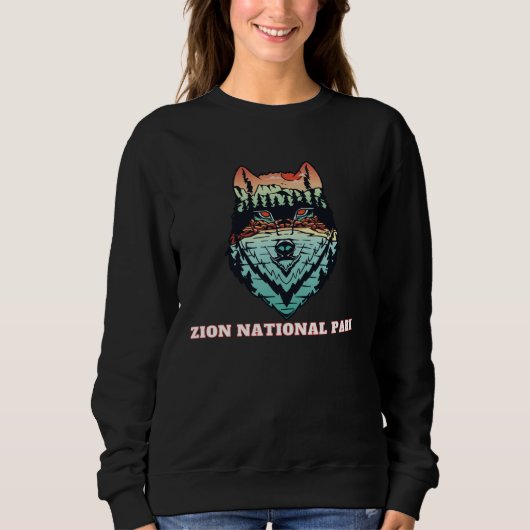 Zion National Park Outdoor Wolf Hiking Lake Sunset スウェットシャツ (正面)