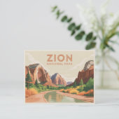 Zion National Park Postcard Vintage ポストカード (スタンド正面)