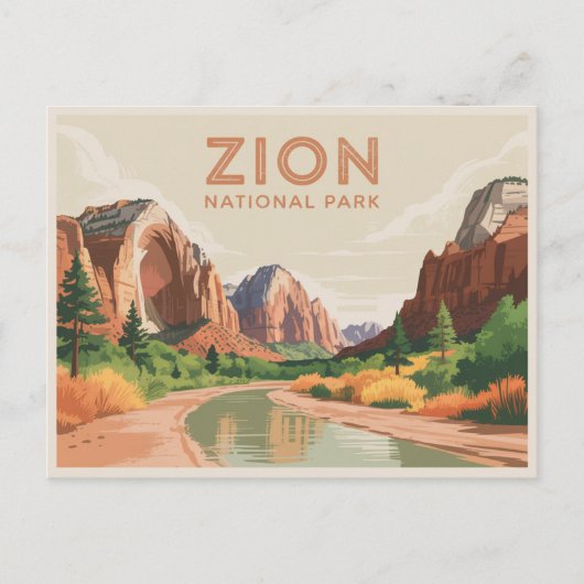 Zion National Park Postcard Vintage ポストカード (正面)