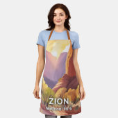 Zion National Park | Travel Watercolor エプロン (着用した状態)