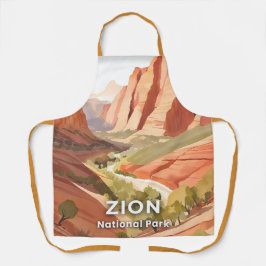 Zion National Park | Travel Watercolor Valley エプロン