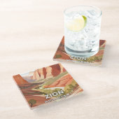 Zion National Park | Travel Watercolor Valley ガラスコースター (アングル)