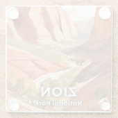 Zion National Park | Travel Watercolor Valley ガラスコースター (裏面)