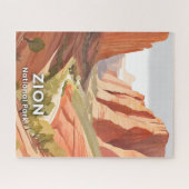 Zion National Park | Travel Watercolor Valley ジグソーパズル (横)