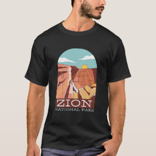 Zion National Park USAスカイラインシルエットアウトライン Tシャツ