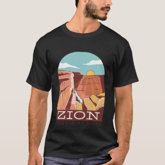 Zion National Park USA Skyline Silhouette Outline  Tシャツ