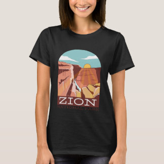 Zion National Park USA Skyline Silhouette Outline  Tシャツ