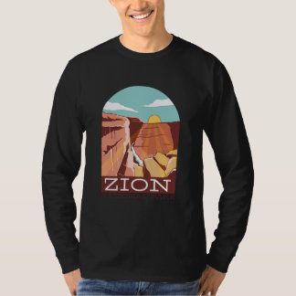 Zion National Park USA Skyline Silhouette Outline  Tシャツ