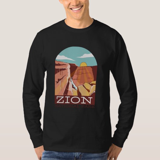 Zion National Park USA Skyline Silhouette Outline  Tシャツ (正面)