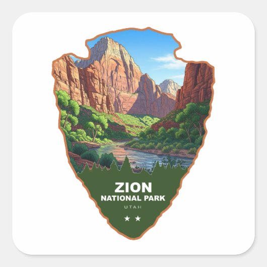 Zion National Park Utah Arrowhead スクエアシール (正面)