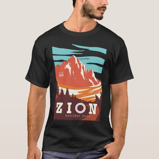 Zion National Park Utah Hiking Travel Poster  Idea Tシャツ (正面)