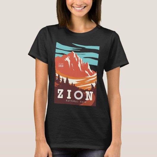 Zion National Park Utah Hiking Travel Poster  Idea Tシャツ (正面)
