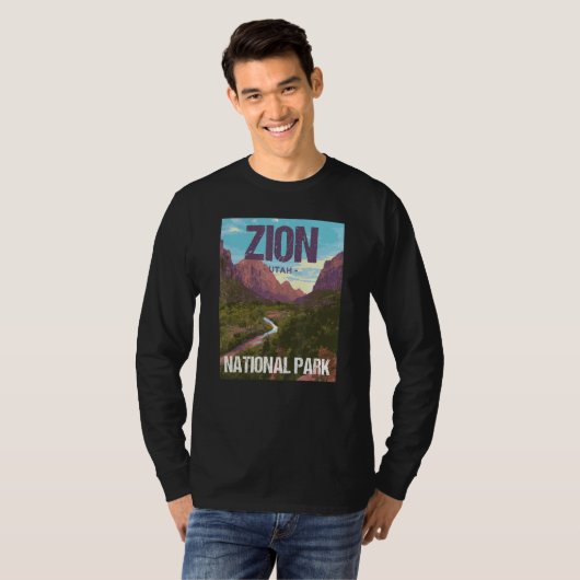 Zion National Park Utah Poster Design Tシャツ (正面フル)