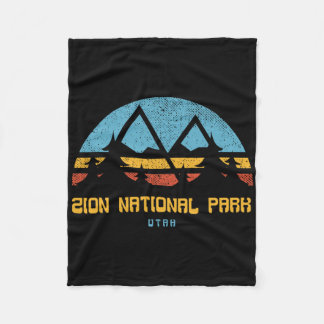 Zion National Park Utah Retro Vintage Hiking Gift フリースブランケット