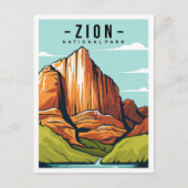 Zion National Park Utah Travel Illustration ポストカード (正面)