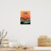 Zion National Park Utah USA Travel Illustration ポスター (キッチン)