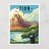 Zion National Park Utah USA Travel Illustration ポストカード (正面)