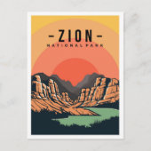 Zion National Park Utah USA Travel Illustration ポストカード (正面)