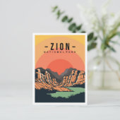 Zion National Park Utah USA Travel Illustration ポストカード (スタンド正面)
