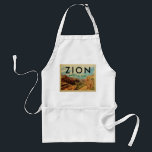Zion National Park Vintage Travel スタンダードエプロン<br><div class="desc">Zion National Park design in Vintage Travel style featuring the red canyons of Zion with puffy clouds on a blue sky.</div>