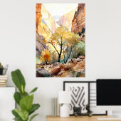 Zion National Park Watercolor ポスター (ホームオフィス)