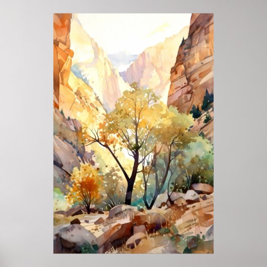Zion National Park Watercolor ポスター (正面)