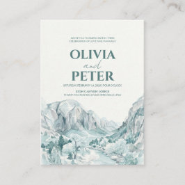 Zion National Park Watercolor Mountain Wedding エンクロージャーカード