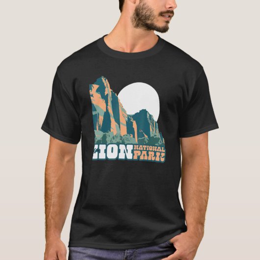Zion National Park WPA Poster Style Graphic Utah Tシャツ (正面)