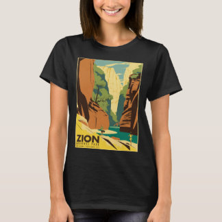 Zion The Narrows National Park Tourist Vintage Pos Tシャツ