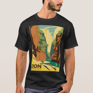 Zion The Narrows National Park Tourist Vintage Pos Tシャツ
