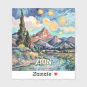 Zion Vibrant Landscape Retro River Sunset Van Gogh シール (シート)