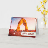 Zions National Delicate Arch Utah holiday card カード (黄色い花)