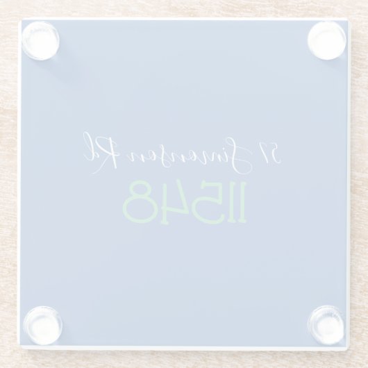 Zipコー名門私立校風のド通りのアドレパーソナライズされたス ガラスコースター (裏面)