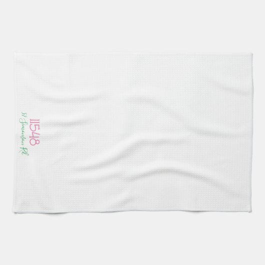 Zipコー名門私立校風のド通りのアドレパーソナライズされたス キッチンタオル (横)