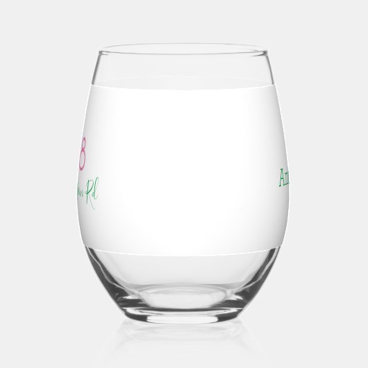 Zipコー名門私立校風のド通りのアドレパーソナライズされたス ステムなしワイングラス (左)