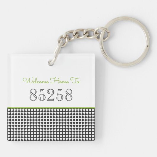ZIP CODEブラックグリーンへようこそクラシック キーホルダー (裏面)