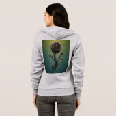 Zip-up hoodie with a surrealistic stone rose パーカ (裏面フル)