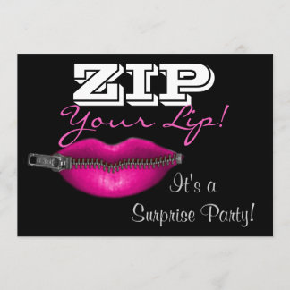 ZIP your lip サプライズパーティー招待状 ホットピンクの唇 招待状
