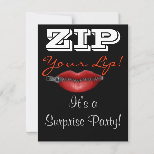 ZIP your lip サプライズパーティ招待状 招待状 (正面)