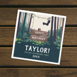 Zipining森クール誕生日屋外の緑 スタンダードカクテルナプキン