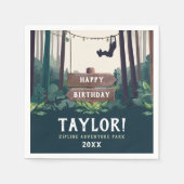 Zipining森クール誕生日屋外の緑 スタンダードカクテルナプキン (正面)