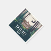 Zipining森クール誕生日屋外の緑 スタンダードカクテルナプキン (角)