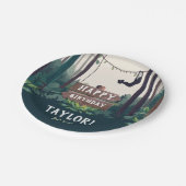 Zipining森クール誕生日屋外の緑 ペーパープレート (アングル)