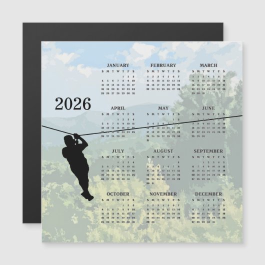Zipline Adventure 2026 Calendar Magnetic Card (正面/裏面)