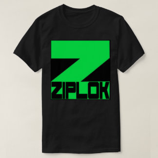 Ziplok -ネオン緑のロゴ-黒いTシャツ Tシャツ