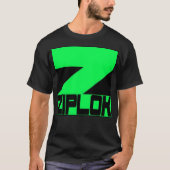 Ziplok -ネオン緑のロゴ-黒いTシャツ Tシャツ (正面)