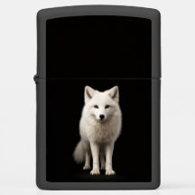 Zippo lighter with Elegant Ivory Arctic Fox